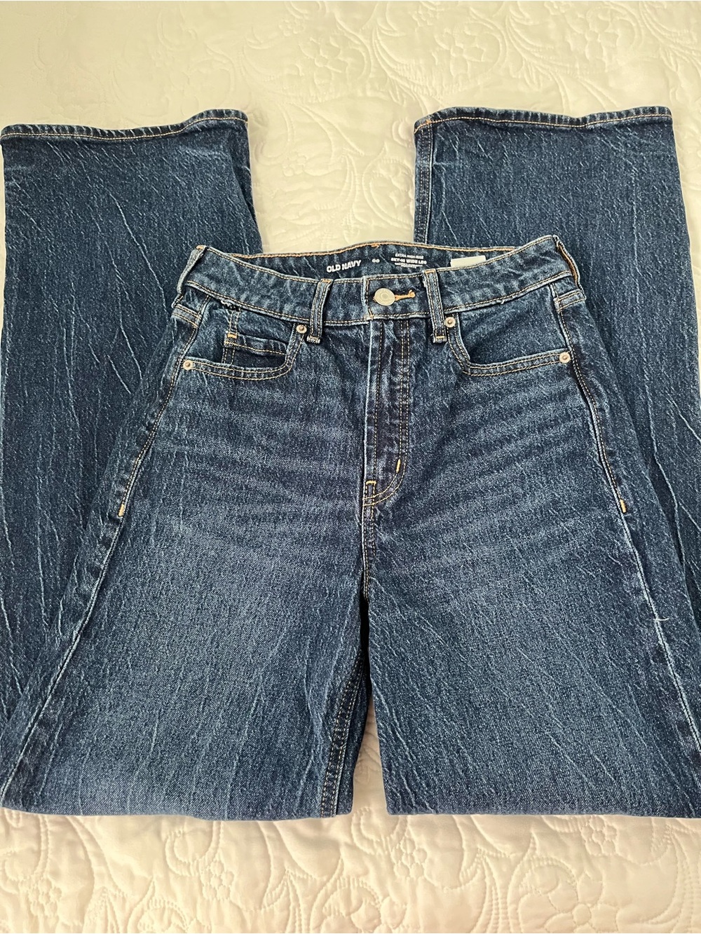 Old Navy Women’s Dark Blue Flared Wide-Leg Jeans High Rise Size 00